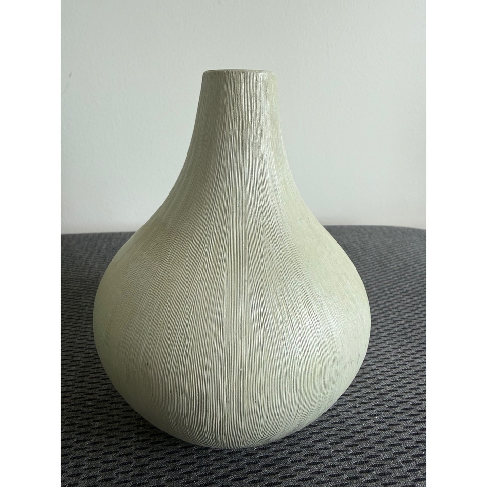 Umbra Textured Ribbed Vase Sage Green Matte Modern Bulbous Teardrop 5.5"